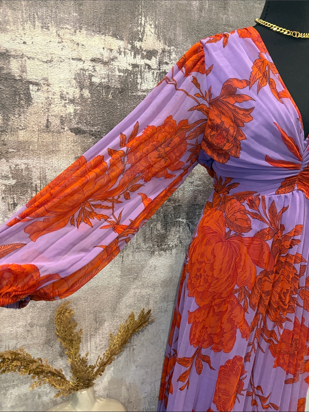ASOS Lavender and Red Floral Twist-Front Maxi Dress - Picture 2 of 10